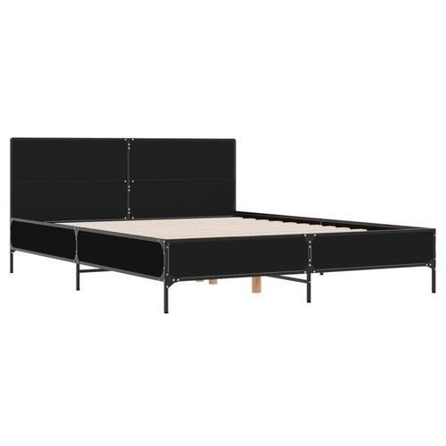 Sengestel 160x200 cm konstrueret træ og metal sort