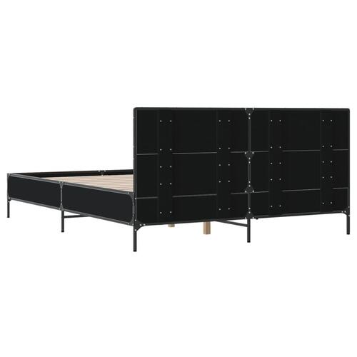 Sengestel 160x200 cm konstrueret træ og metal sort