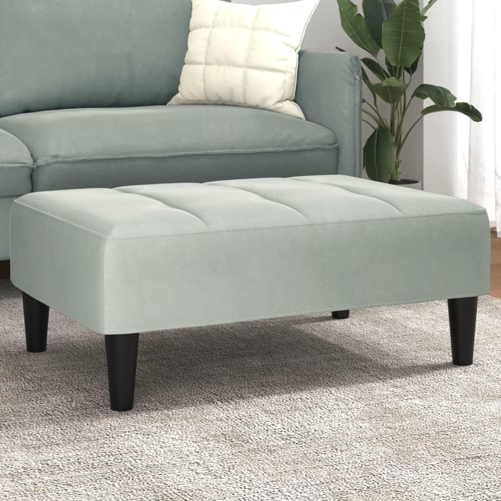 Fodskammel 77x55x31 cm velour lysegrå