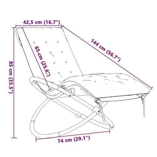 Liggestol med hynde geometrisk stål sort og grå