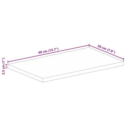 Bordplade 40x20x2,5 cm rektangulær massivt akacietræ