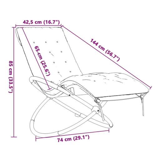 Liggestol med hynde geometrisk stål sort og grå