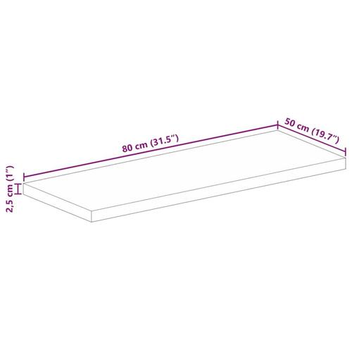 Bordplade 80x50x2,5 cm rektangulær massivt akacietræ