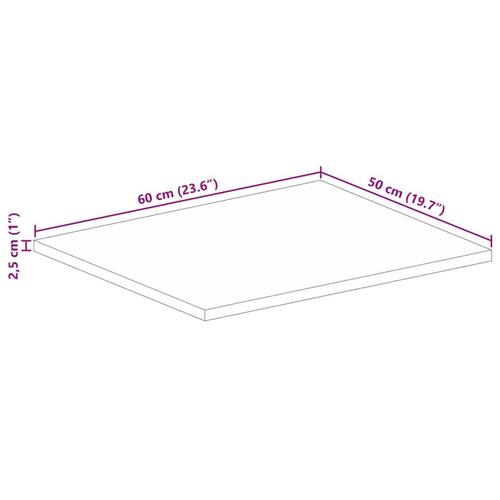 Bordplade 60x50x2,5 cm rektangulær massivt akacietræ
