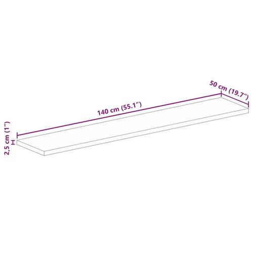 Bordplade 140x50x2,5 cm rektangulær massivt akacietræ