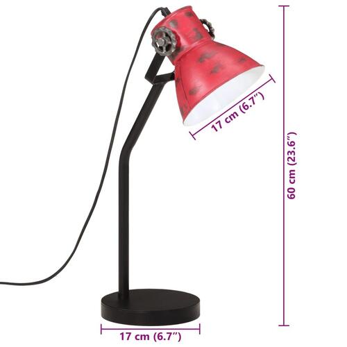 Skrivebordslampe 25 W 17x17x60 cm E27 rustik rød