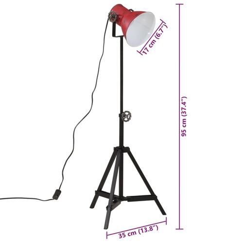 Gulvlampe 25 W 35x35x65/95 cm E27 rustik rød