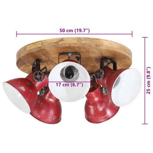 Loftlampe 25 W 50x50x25 cm E27 rustik rød