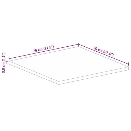 Bordplade 70x70x3,8 cm firkantet massivt akacietræ