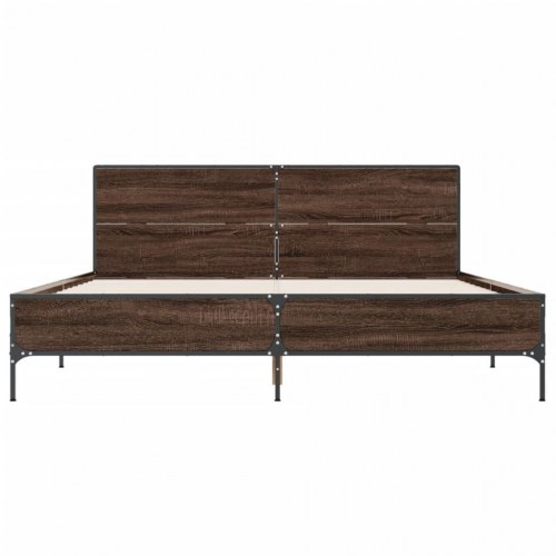 Sengestel 120 x 190 cm med hovedgærde - brun egetræsfarve