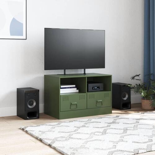 Tv-bord 67x39x44 cm stål olivengrøn