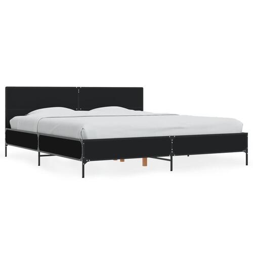 Sengestel 200x200 cm konstrueret træ og metal sort
