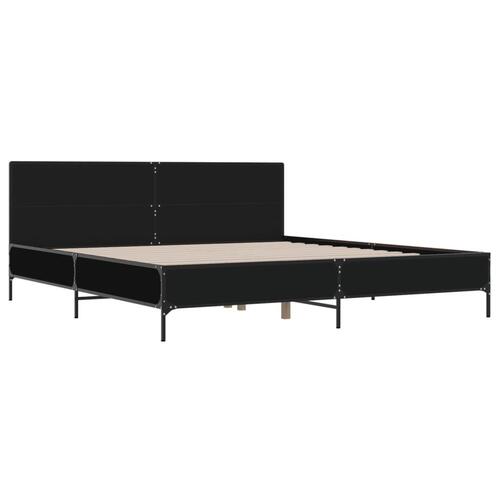 Sengestel 200x200 cm konstrueret træ og metal sort