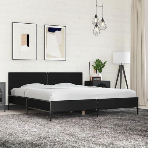 Sengestel 200x200 cm konstrueret træ og metal sort