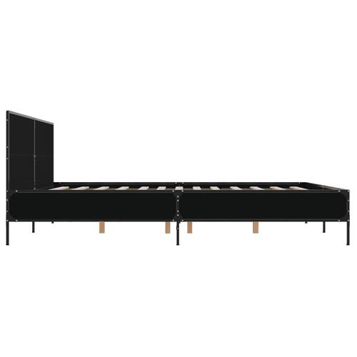 Sengestel 200x200 cm konstrueret træ og metal sort