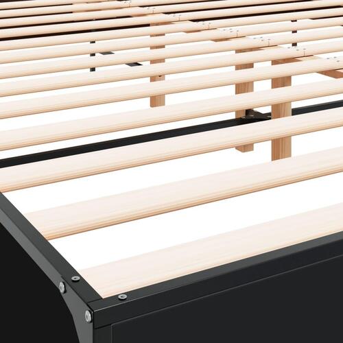 Sengestel 200x200 cm konstrueret træ og metal sort