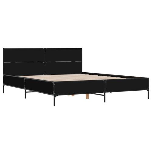 Sengestel 120x190 cm konstrueret træ og metal sort