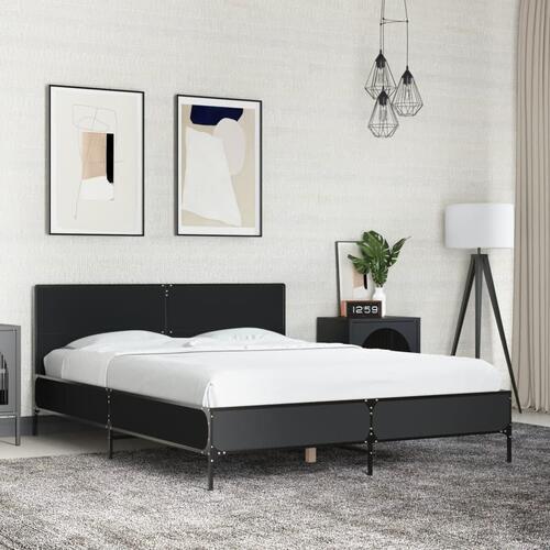 Sengestel 120x190 cm konstrueret træ og metal sort