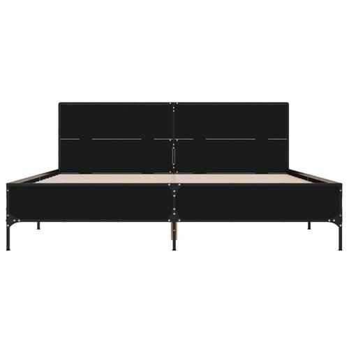 Sengestel 120x190 cm konstrueret træ og metal sort