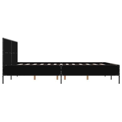 Sengestel 120x190 cm konstrueret træ og metal sort