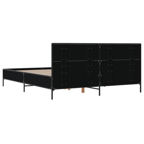Sengestel 120x190 cm konstrueret træ og metal sort