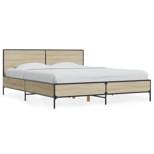 Sengestel 160x200 cm konstrueret træ og metal sonoma-eg
