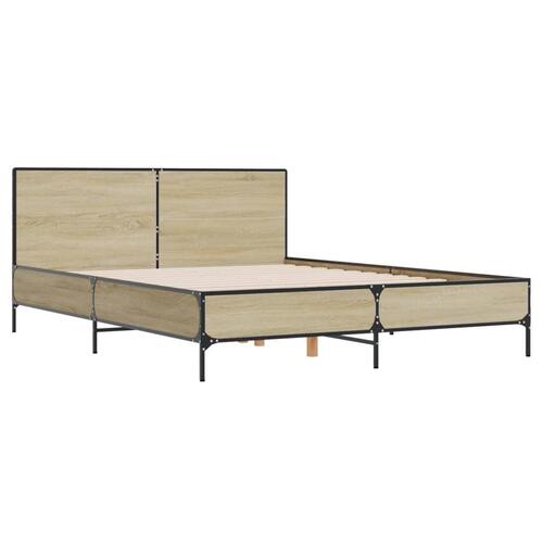 Sengestel 160x200 cm konstrueret træ og metal sonoma-eg