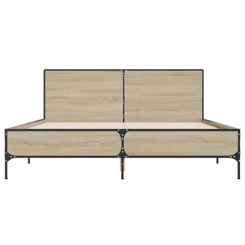 Sengestel 160x200 cm konstrueret træ og metal sonoma-eg