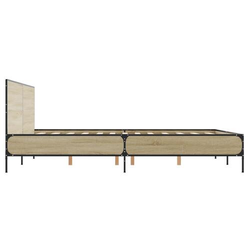 Sengestel 160x200 cm konstrueret træ og metal sonoma-eg