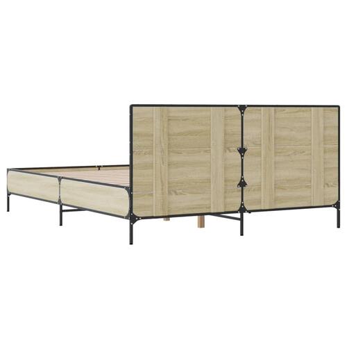 Sengestel 160x200 cm konstrueret træ og metal sonoma-eg