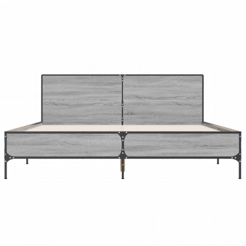 Sengeramme 120 x 200 cm med hovedgærde - grå sonoma-eg