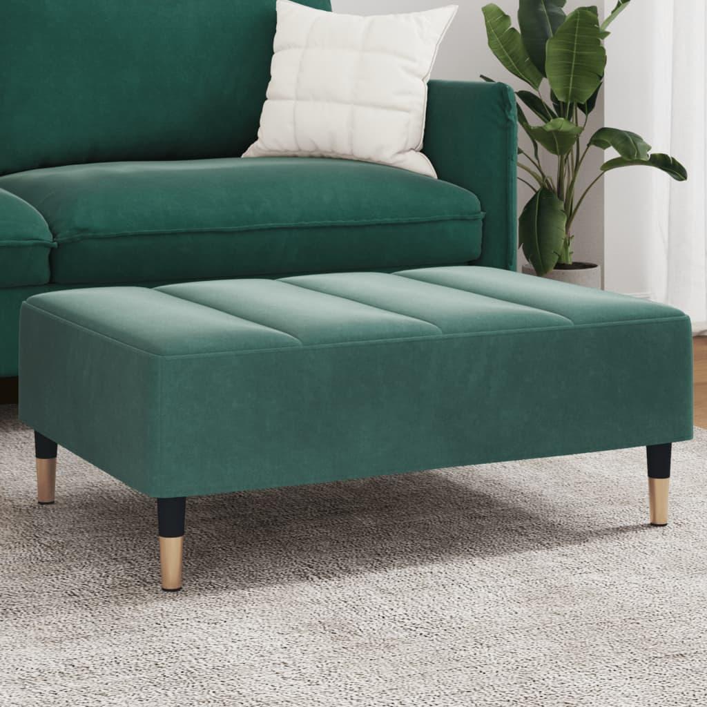 Fodskammel 77x55x31 cm velour mørkegrøn