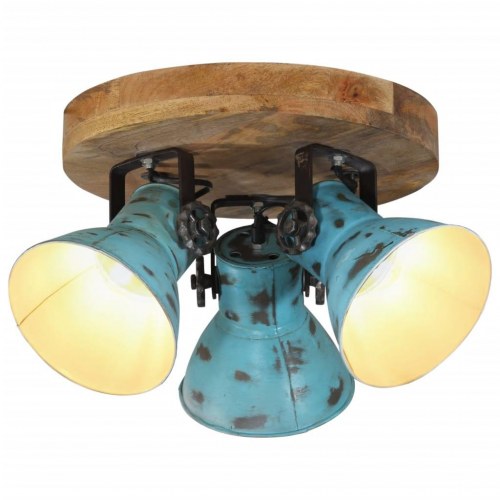 Loftlampe med 3 skærme - E27 25 W, 35×35×25 cm, patineret blå