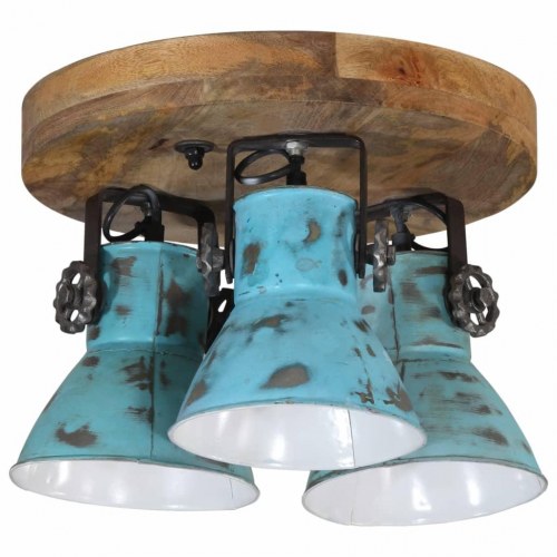 Loftlampe med 3 skærme - E27 25 W, 35×35×25 cm, patineret blå