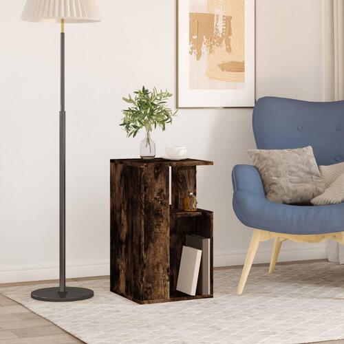Sidebord 35x35x60 cm konstrueret træ røget egetræsfarve