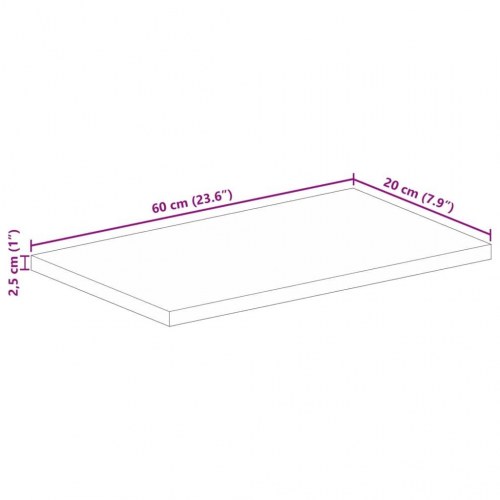 Bordplade 60x20x2,5 cm rektangulær massivt akacietræ