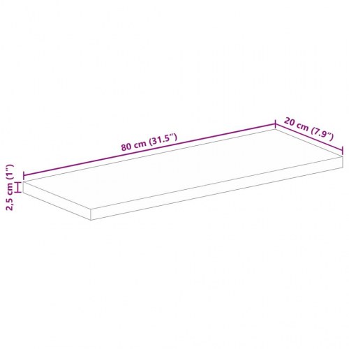 Bordplade 80x20x2,5 cm rektangulær massivt akacietræ