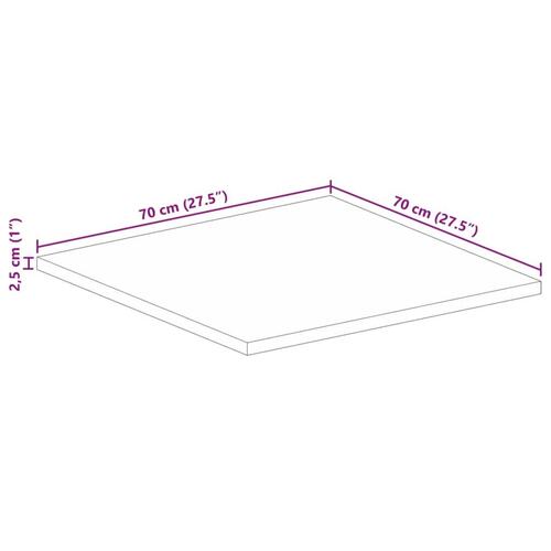 Bordplade 70x70x2,5 cm firkantet massivt akacietræ