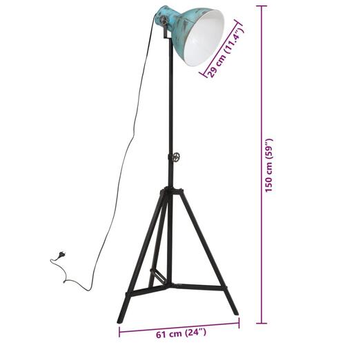 Gulvlampe 25 W 61x61x90/150 cm E27 rustik blå
