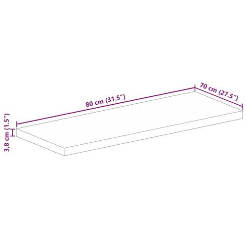 Bordplade 80x70x3,8 cm rektangulær massivt akacietræ