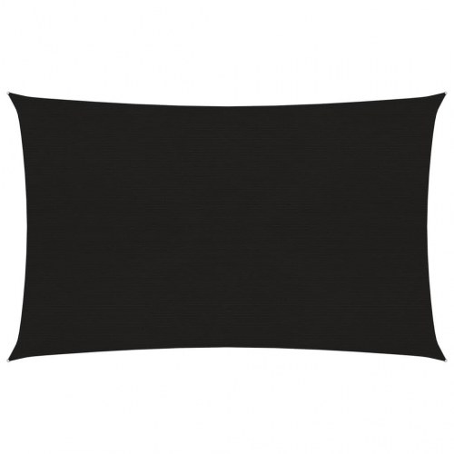 Solsejl 160 g/m² - 6 × 8 m rektangulært HDPE, sort