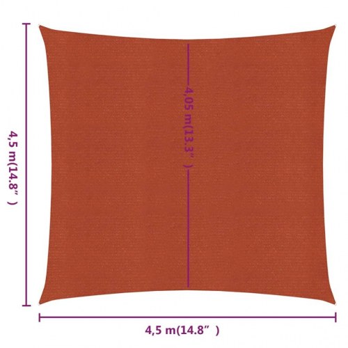 Solsejl 4,5 × 4,5 m - HDPE 160 g/m², terrakotta
