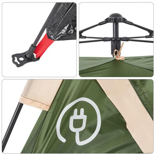 4-personers campingtelt vandafvisende quick-release grøn