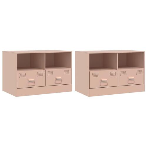 Tv-borde 2 stk. 67x39x44 cm stål lyserød