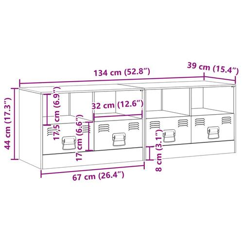 Tv-borde 2 stk. 67x39x44 cm stål lyserød
