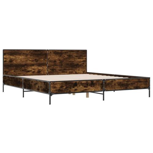 Sengestel 200x200cm konstrueret træ og metal røget egetræsfarve