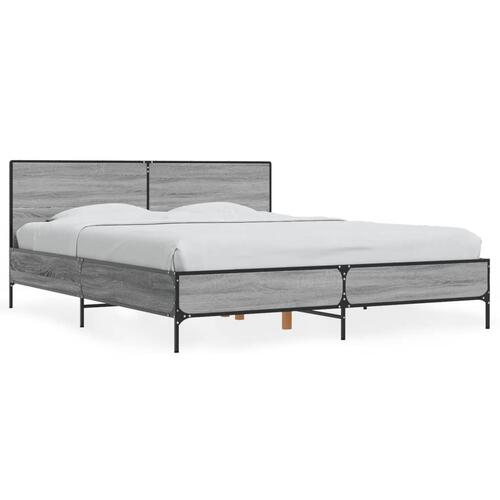 Sengestel 160x200 cm konstrueret træ og metal grå sonoma-eg