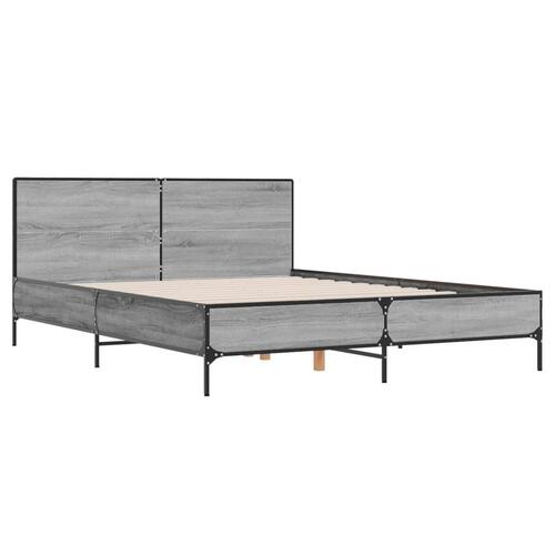 Sengestel 160x200 cm konstrueret træ og metal grå sonoma-eg