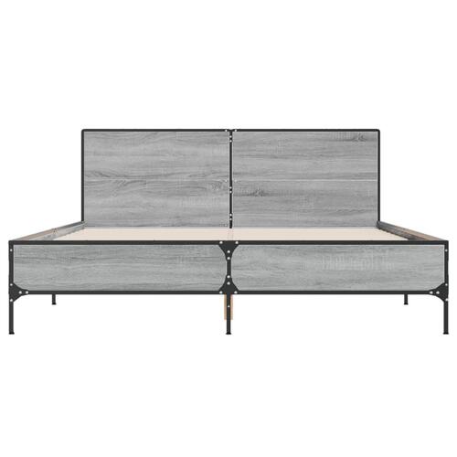 Sengestel 160x200 cm konstrueret træ og metal grå sonoma-eg