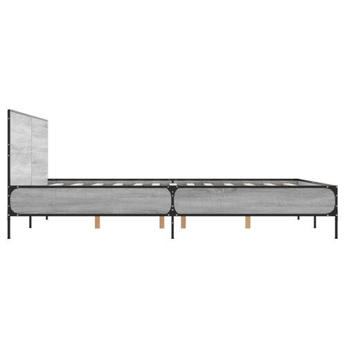 Sengestel 160x200 cm konstrueret træ og metal grå sonoma-eg